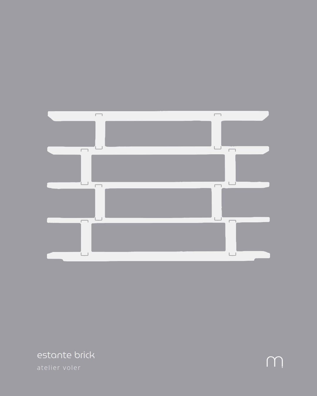 Carousel frame: the Brick shelf drawn as a white silhouette on grey.