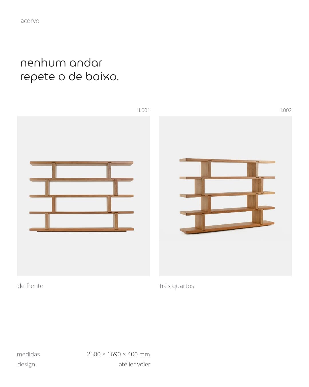 Carousel frame: the shelf from the front and at three-quarters, with its dimensions.